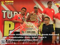 Ganda Ali/Permono Runner Up, Ganda Kakanwil Yuspahruddin/ Aswin Sabet Posisi 4 Pemasyarakatan Open 2023
