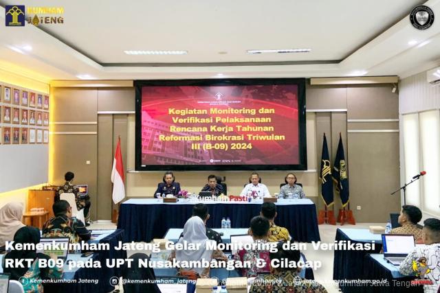 Kemenkumham Jateng Gelar Monitoring dan Verifikasi RKT B09 pada UPT Nusakambangan & Cilacap