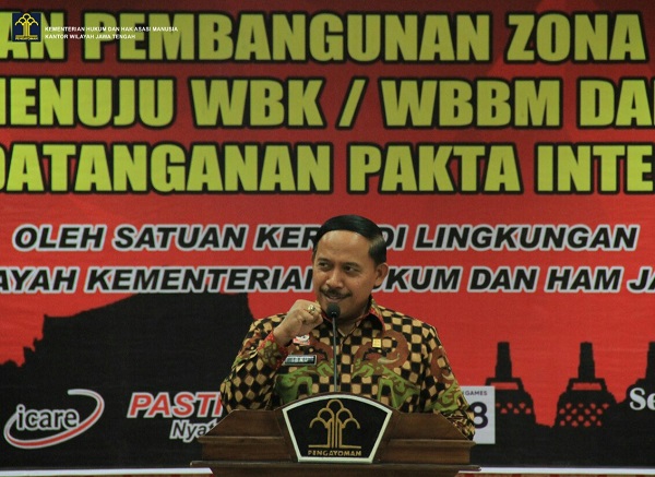 Penandatanganan Pencanangan Pembangunan Zona Integritas Menuju Wbk Wbbm Dan Penandatanganan Pakta Integritas Di Lingkungan Kantor Wilayah Kementerian Hukum Dan Ham Jawa Tengah